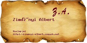 Zimányi Albert névjegykártya