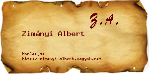 Zimányi Albert névjegykártya